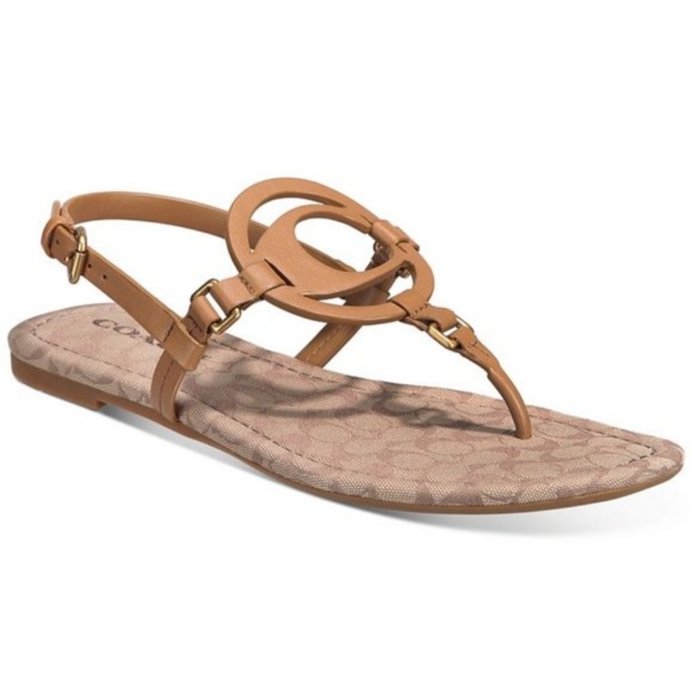 Coach Women's Jeri Leather Sandal - Brown 7.5M